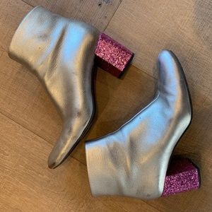 Saint Laurent Metallic Leather Ankle Boot
